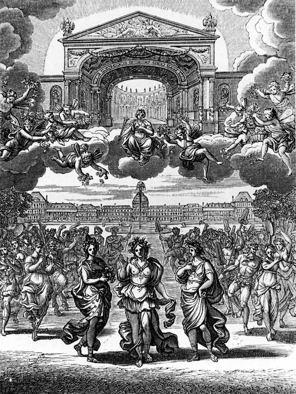 En scene af Alceste af Jean Baptiste Lully (Giovanni Battista Lulli) (1632-1687). af Unknown artist