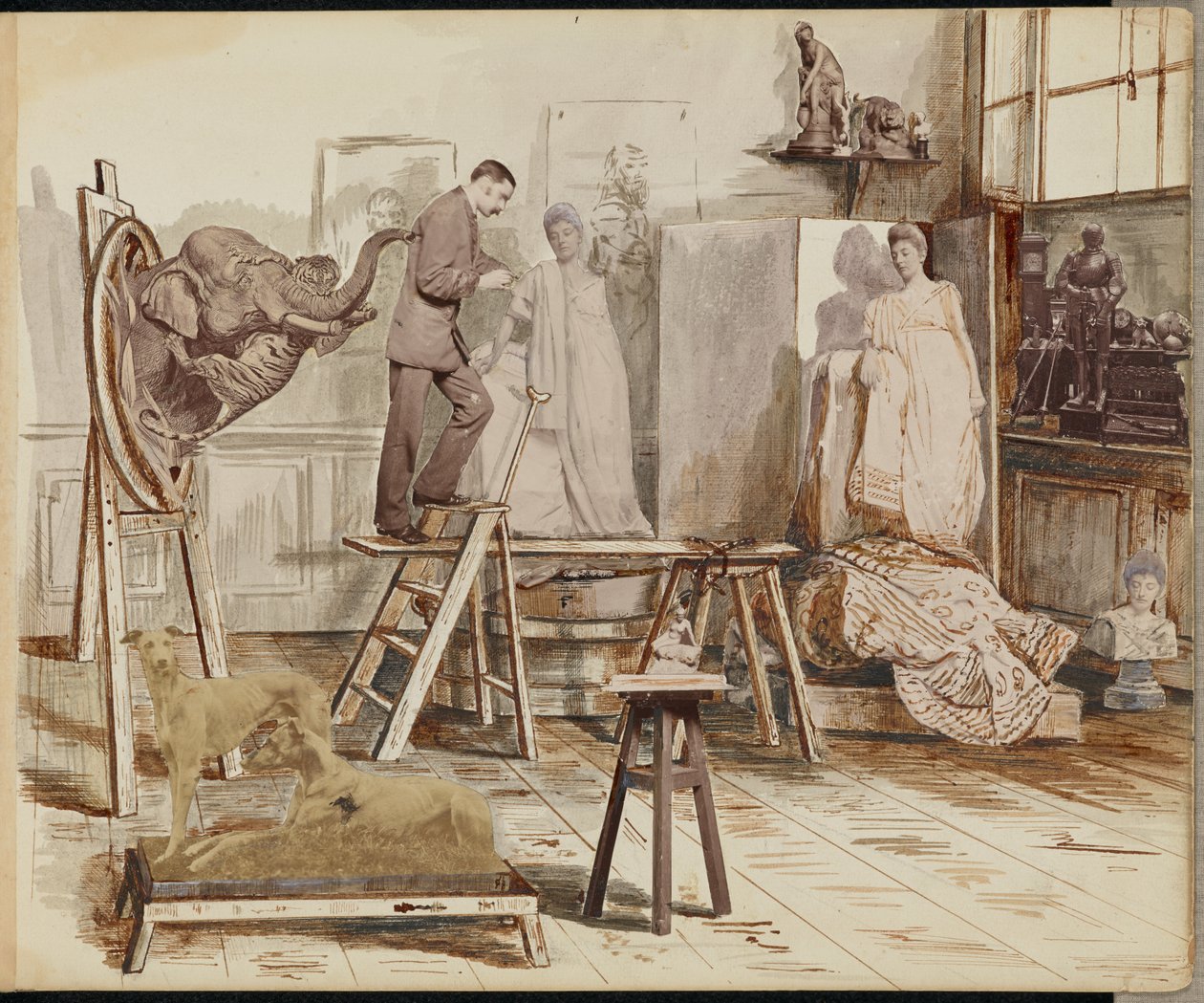 [En billedhuggers atelier] af Unknown artist