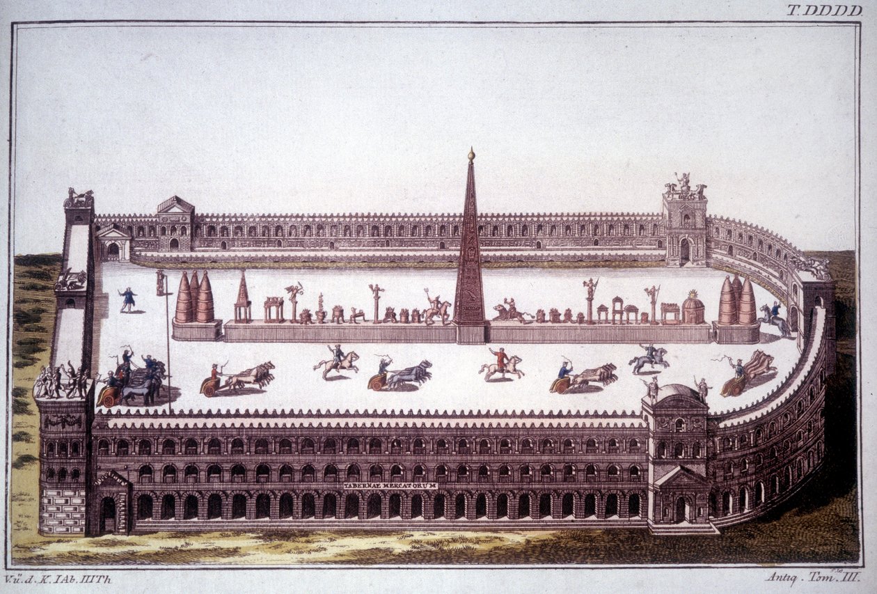 Et tankløb ved Cirque Maxime (Circo Massimo). af Unknown artist