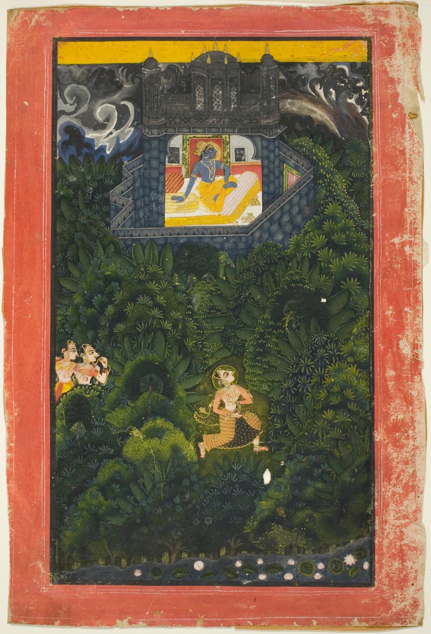 Abhisarika Nayika (heltinde, der løber for at møde sin elsker) af Unknown artist
