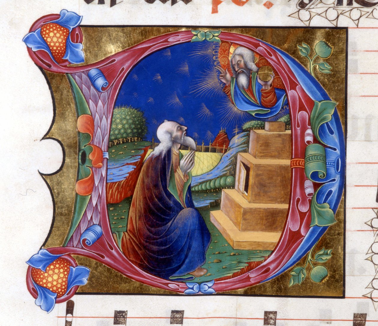 Abraham er inviteret af Herren til at forlade sit land. Miniature fra et 1400-tals kor ("civitatis" af Saint Augustine). af Unknown artist