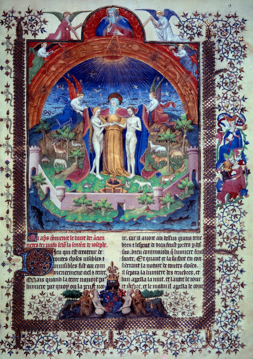 Adam og Eva in the Earth Paradise Miniature fra "" Jewish Antiquities or Jewish Antiquities"" af Flavius Josephe af Unknown artist