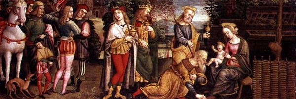 Tilbedelse af Magi (olie på panel) af Unknown artist