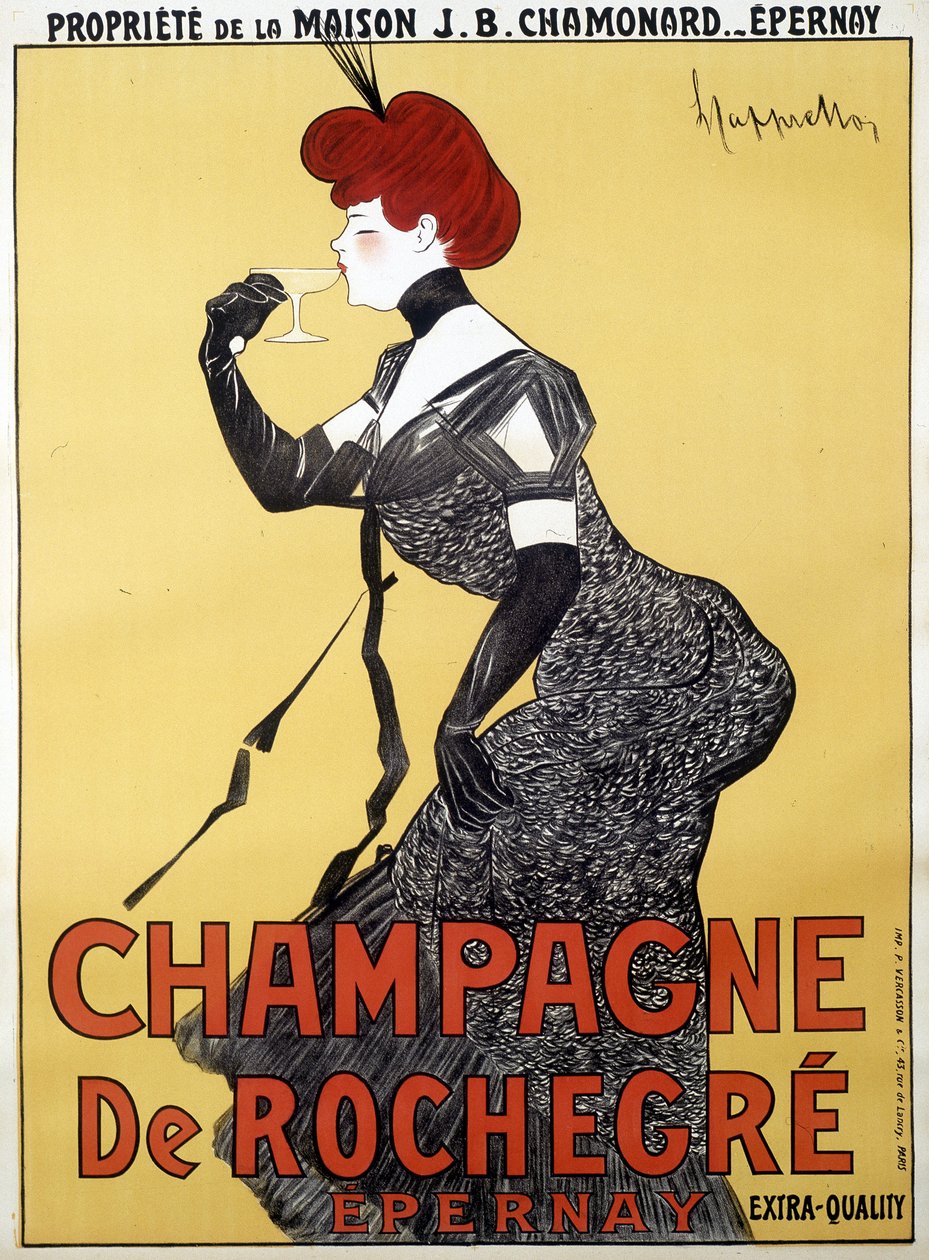 Reklameplakat for Champagne de Rochegre - af Leonetto Cappiello (1875-1942), slutningen af det 19. århundrede af Unknown artist