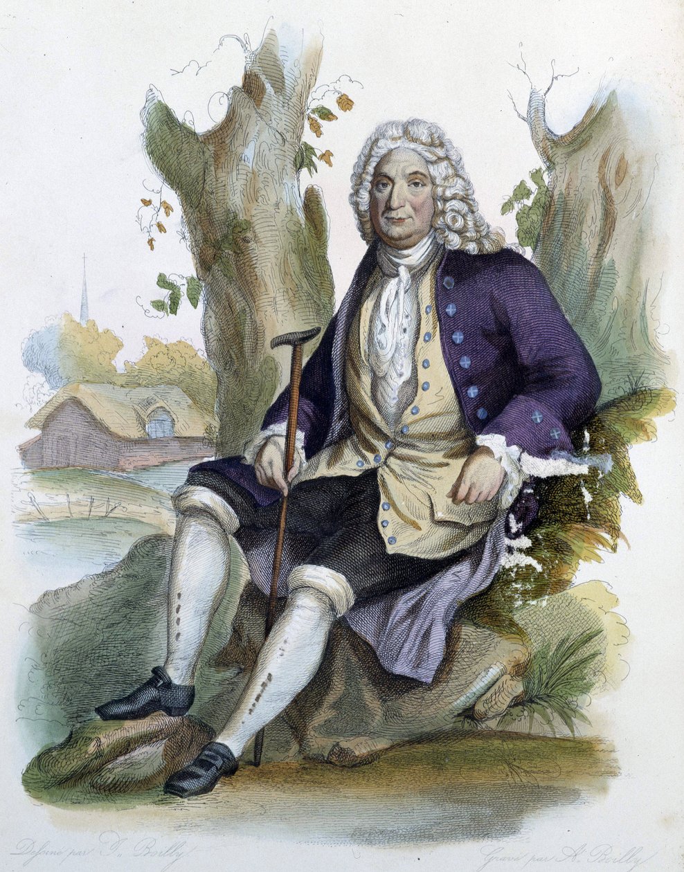 Alain Rene Lesage (Alain-Rene Le Sage) (1668-1747) - i Ed. Mennechet, "" Den franske Plutarch"" af Unknown artist