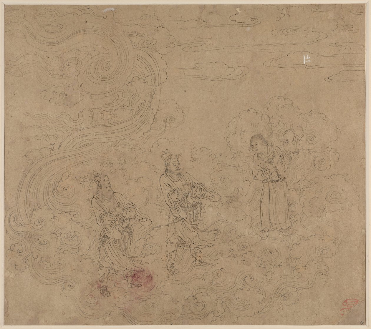 Album med daoistiske og buddhistiske temaer: Procession of Daoist Deities: Leaf 17 af Unknown artist