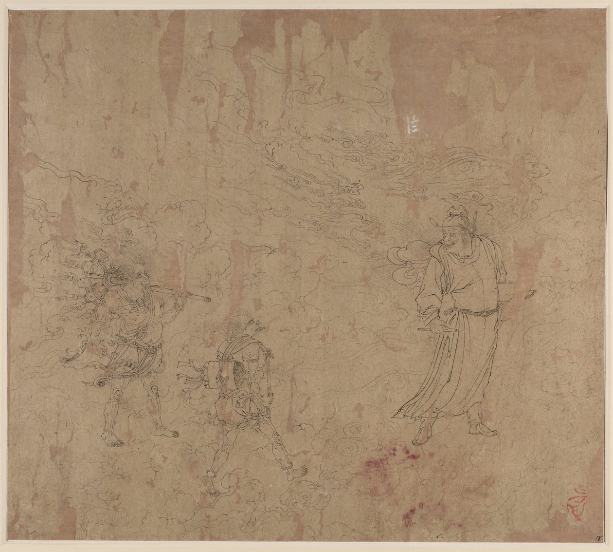 Album med daoistiske og buddhistiske temaer: Procession of Daoist Deities: Leaf 18 af Unknown artist