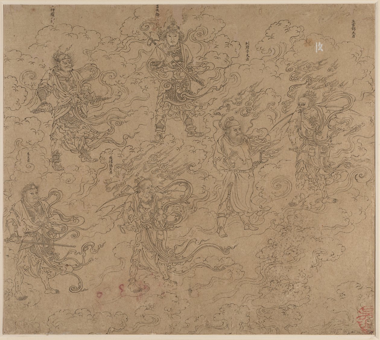 Album med daoistiske og buddhistiske temaer: Procession of Daoist Deities: Leaf 19 af Unknown artist