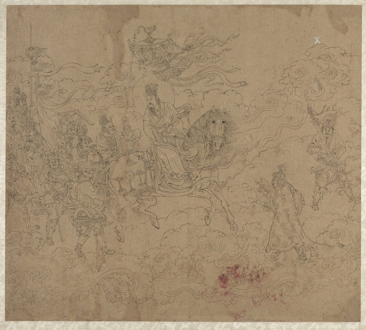 Album med daoistiske og buddhistiske temaer: Procession of Daoist Deities: Leaf 4 af Unknown artist