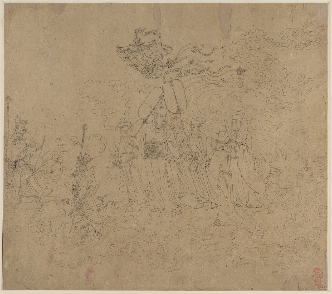 Album med daoistiske og buddhistiske temaer: Procession of Daoist Deities: Leaf 6 af Unknown artist