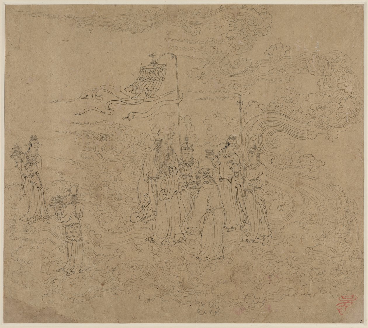 Album med daoistiske og buddhistiske temaer: Procession of Daoist Deities: Leaf 7 af Unknown artist