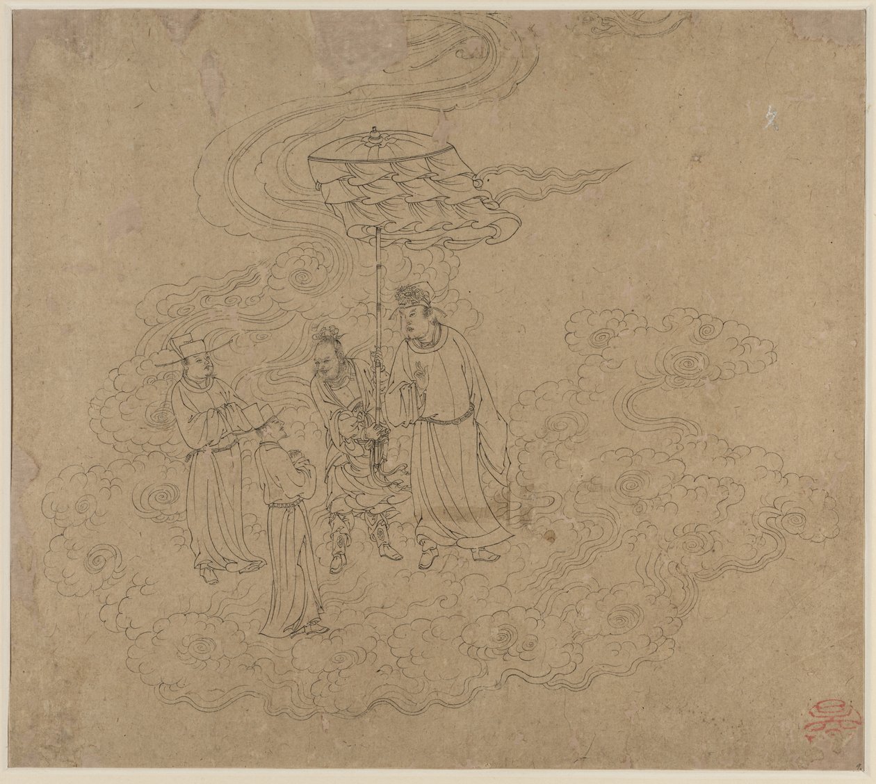 Album med daoistiske og buddhistiske temaer: Procession of Daoist Deities: Leaf 9 af Unknown artist