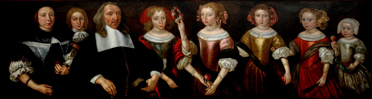 Alderman Crowle og hans familie, ca. 1665 (olie på panel) af Unknown artist