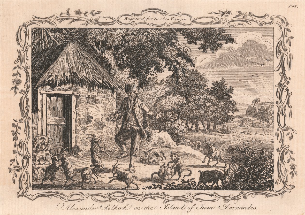 Alexander Selkirk på øen Juan Fernandes af Unknown artist
