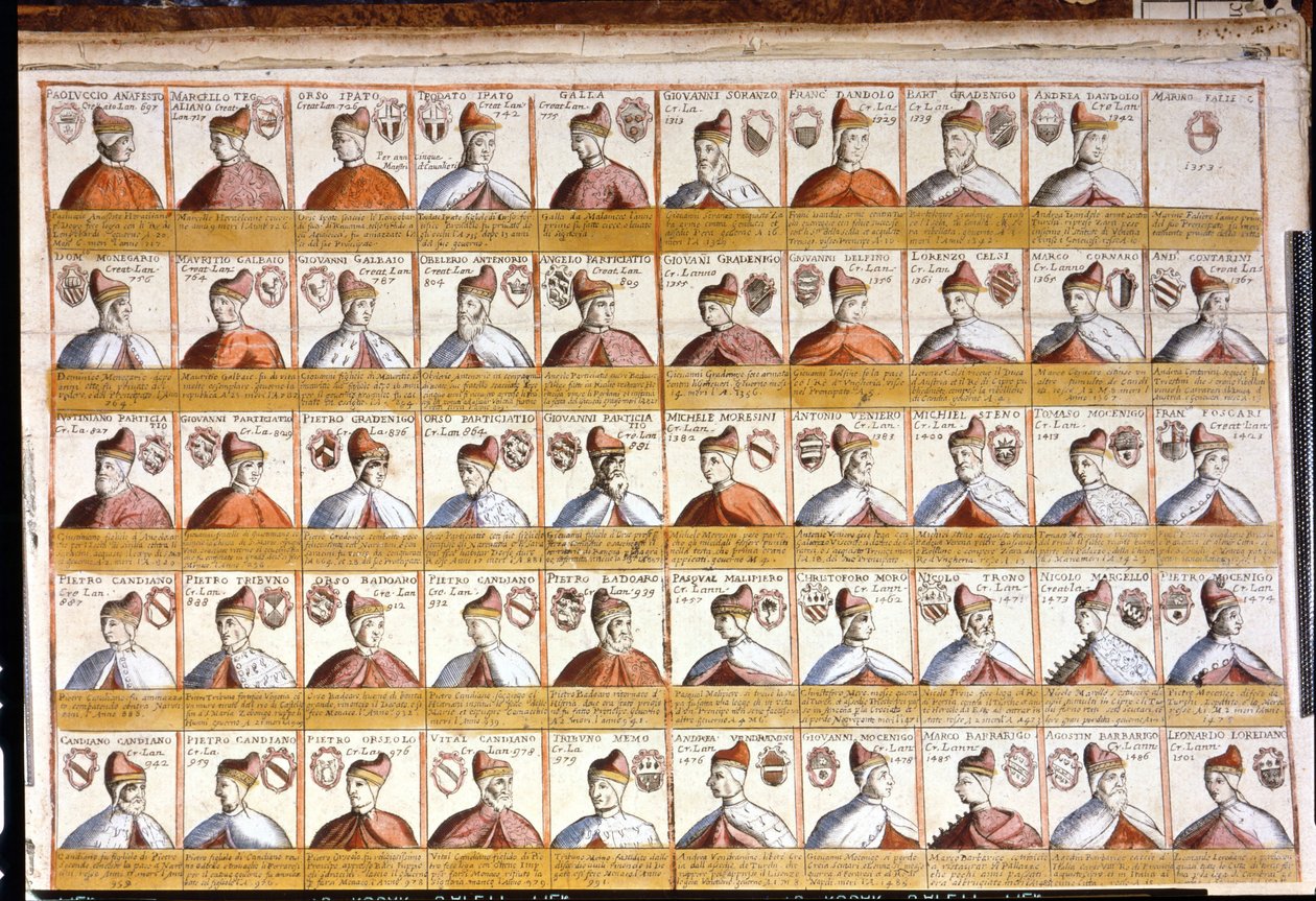 Alle dogerne i Venedig indtil 1501. Bibl. Marciana. Venedig af Unknown artist