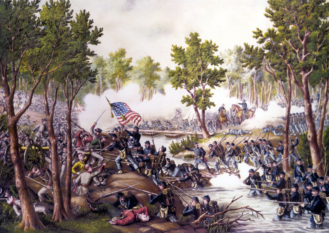 Amerikansk borgerkrig (1861 - 1865): Slaget ved Spotsylvania Courthouse (Virginia) 8.-21. maj af Unknown artist