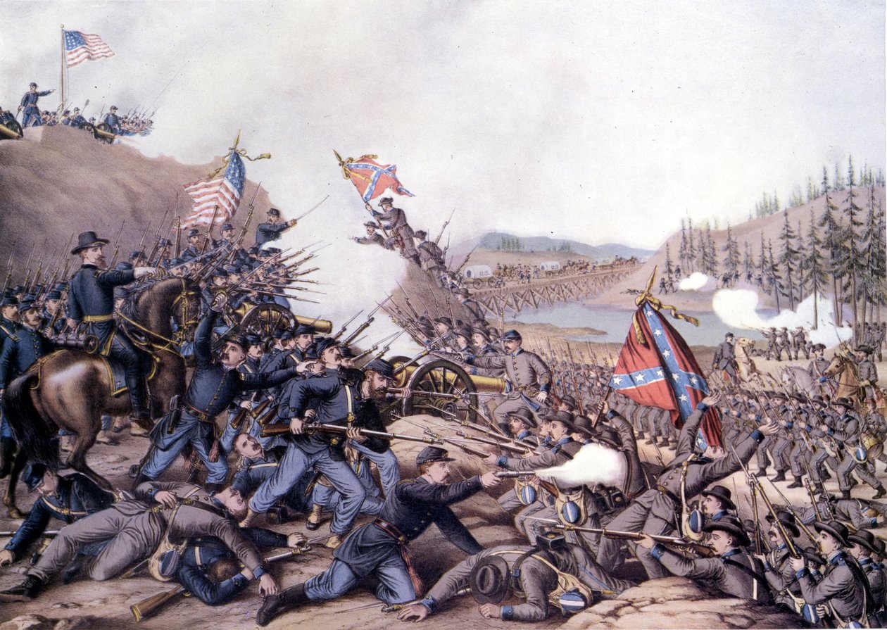 Amerikansk borgerkrig (1861 - 1865): Andet slag ved Franklin (Tennessee) 30. november af Unknown artist