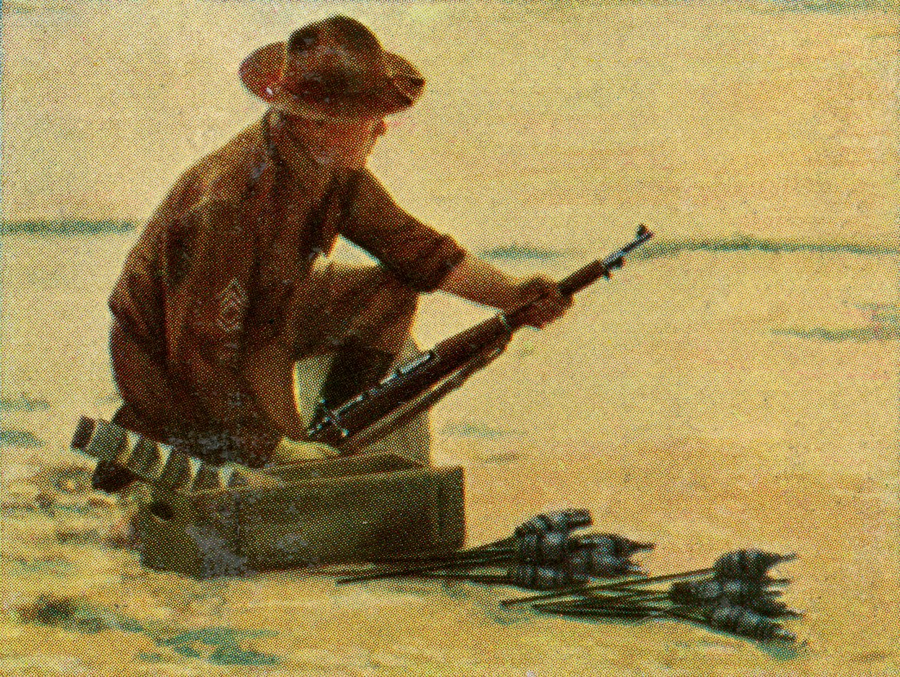 Amerikansk infanterist med geværgranater af Unknown artist