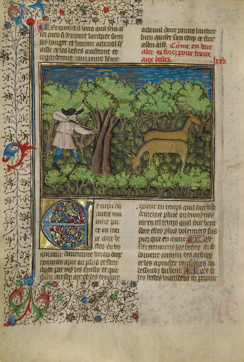En bueskytte, der skyder på en hjort af Unknown artist