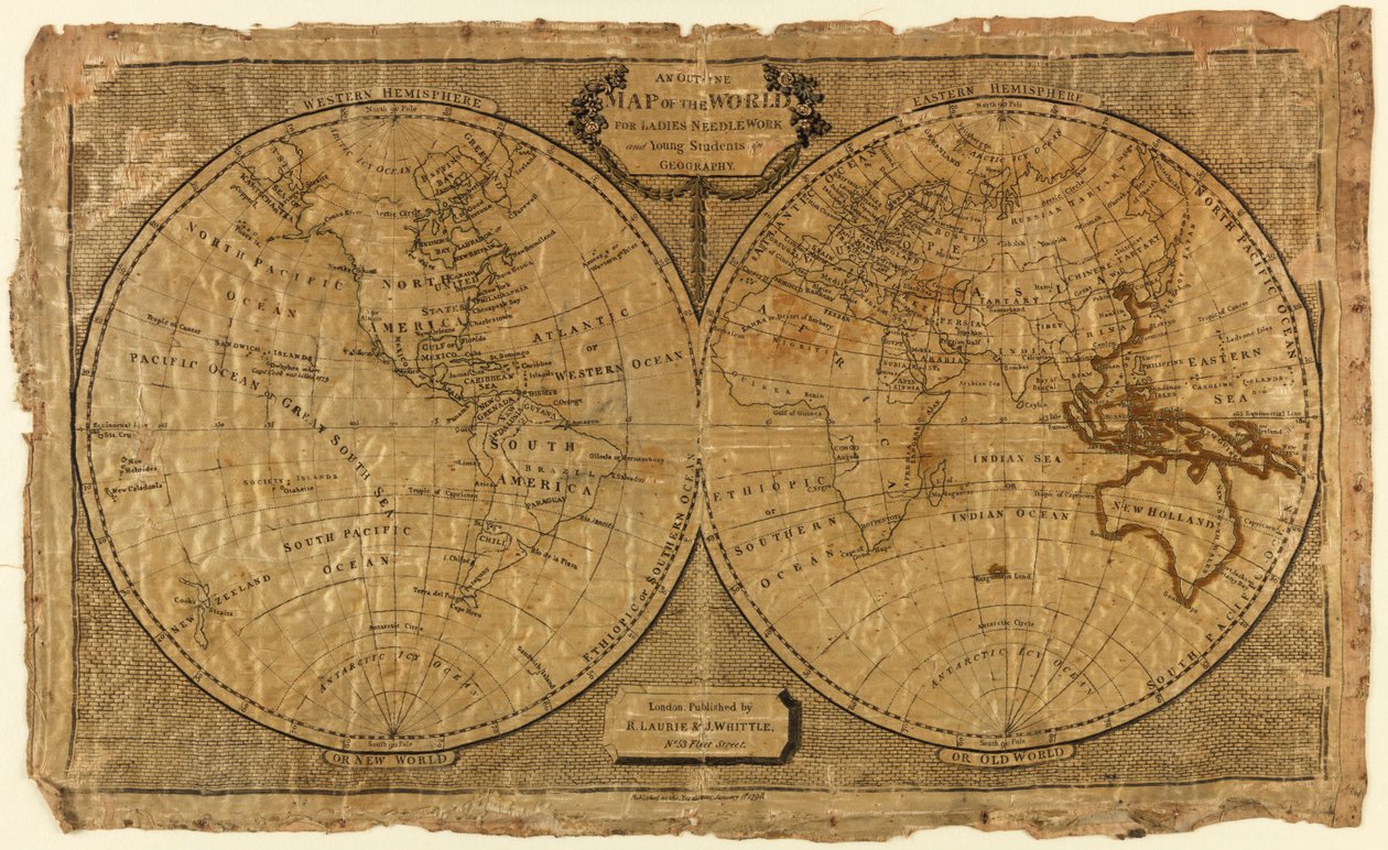 Et oversigtskort over verden for kvinders håndarbejde og unge geografistuderende af Unknown artist