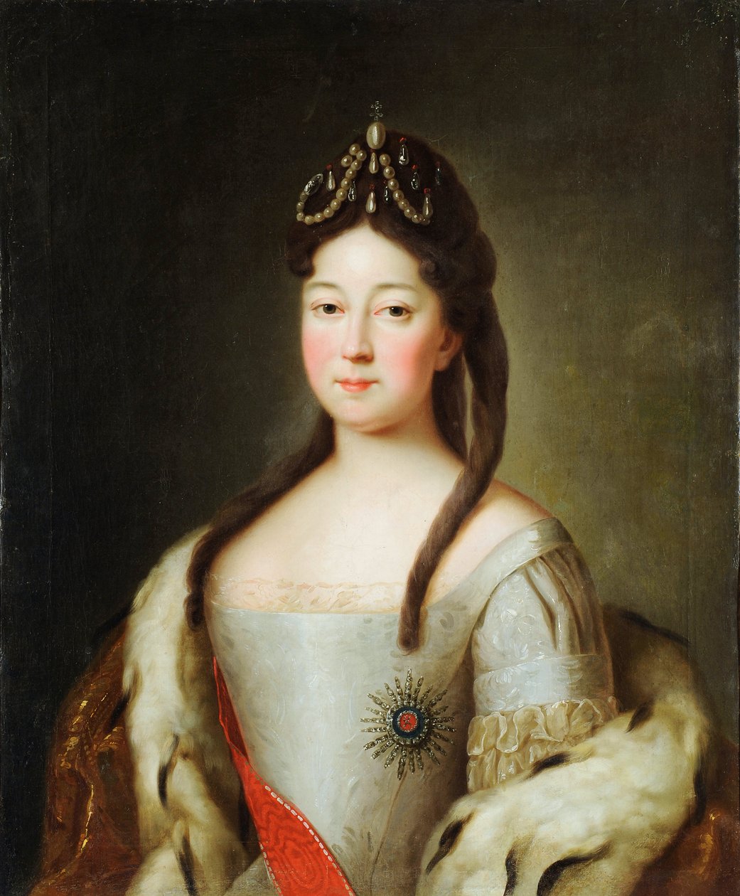 Anna Petrovna de Russie - Portræt af tsarevnaen Anna Petrovna af Rusland (1708-1728), datter af kejser Peter I af Rusland, Anonym. Olie på lærred, sidste kvartal af 1700-tallet, Statens museum for arkitektur, historie og kunst, Vladimir af Unknown artist