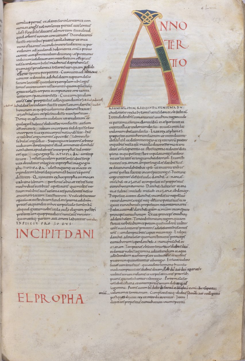 Anno tertio: Incipit Daniel Propha.incipit af profeten Daniels bog, 11. århundrede (miniature, membranøst manuskript) af Unknown artist