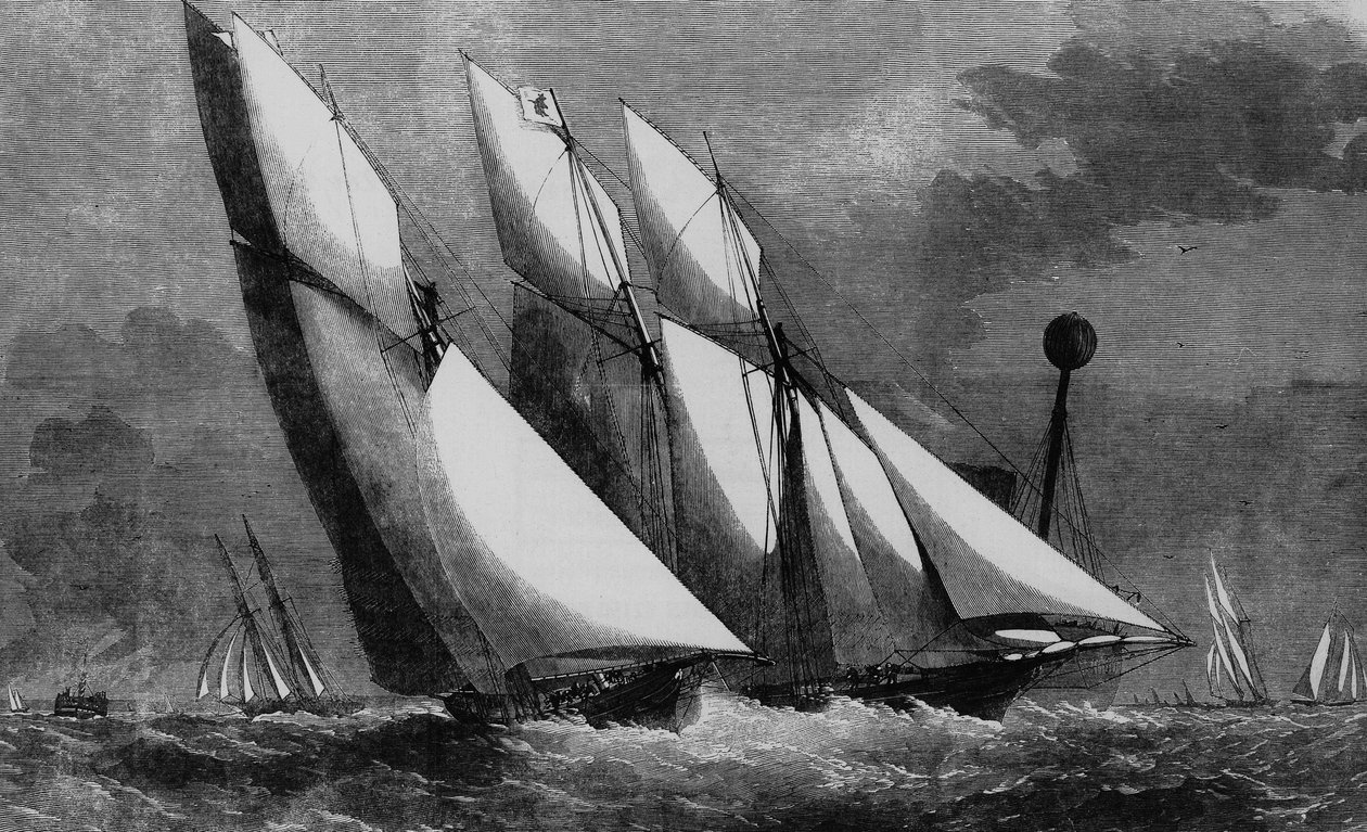 Årligt kapløb i Royal Thames Yacht Club: Galatea og Sharck i 1862, Bibl. des Arts deco. af Unknown artist