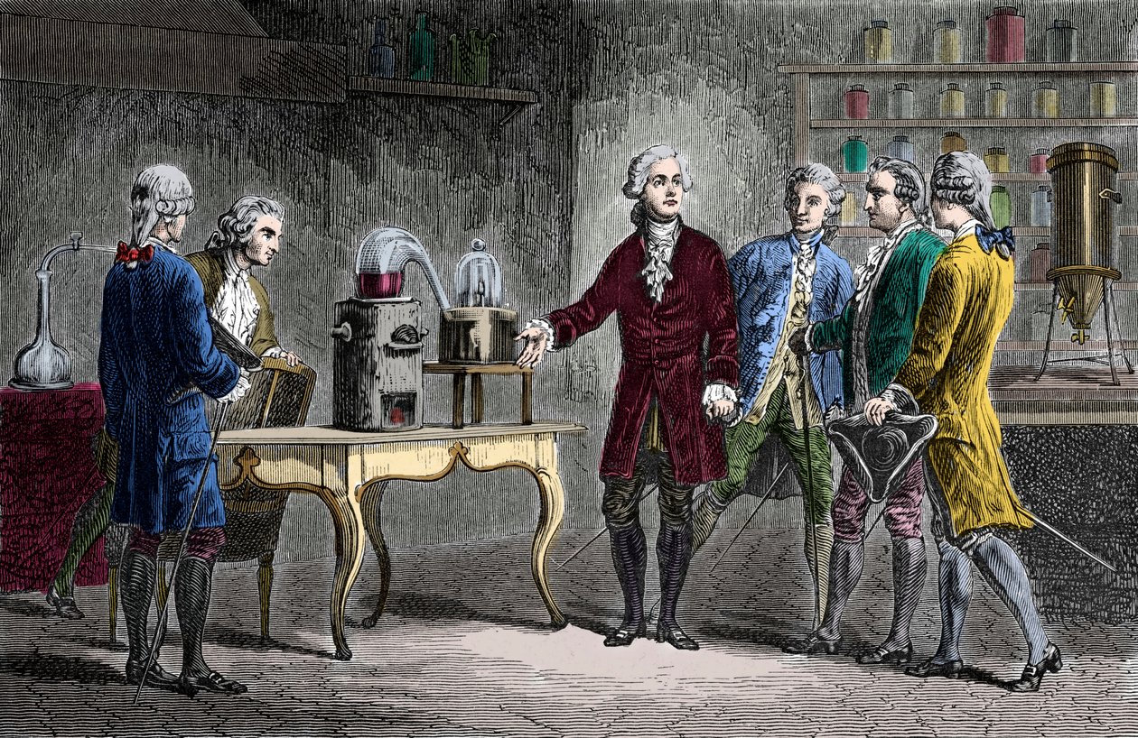 Antoine Laurent Lavoisier (1743-1894) udfører la decomposition de l