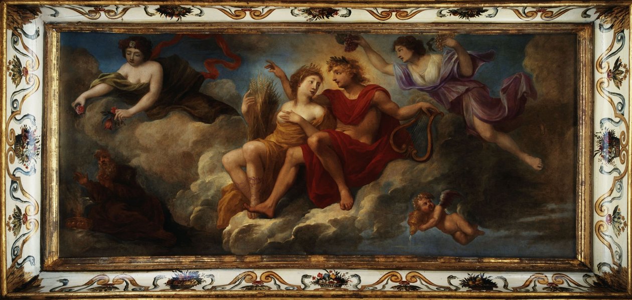 Apollo og de fire årstider, forår, sommer, efterår og vinter, mellem 1645 og 1655 (olie på lærred) af Unknown artist