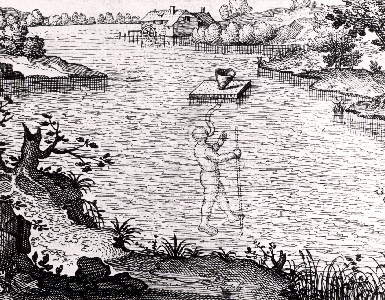 Apparat, der gør det muligt for dykkeren at trække vejret under vand af Unknown artist