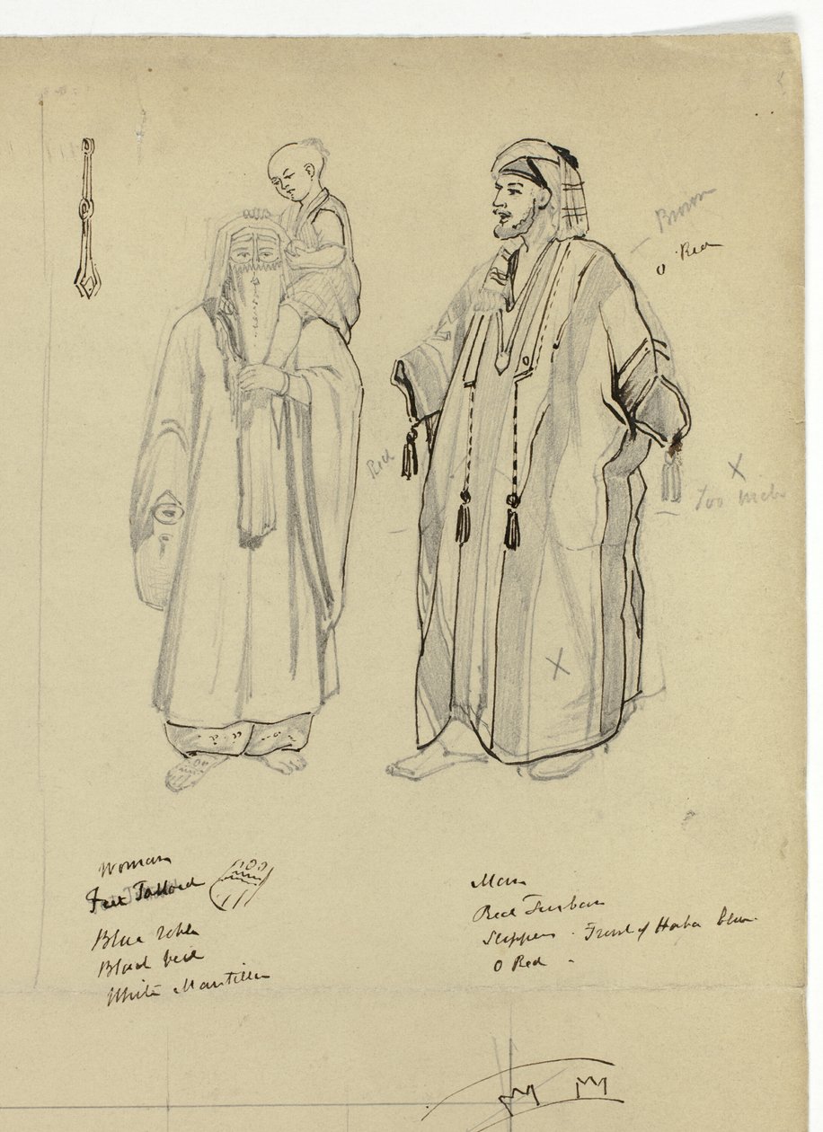 Arabisk mand, kvinde og barn af Unknown artist