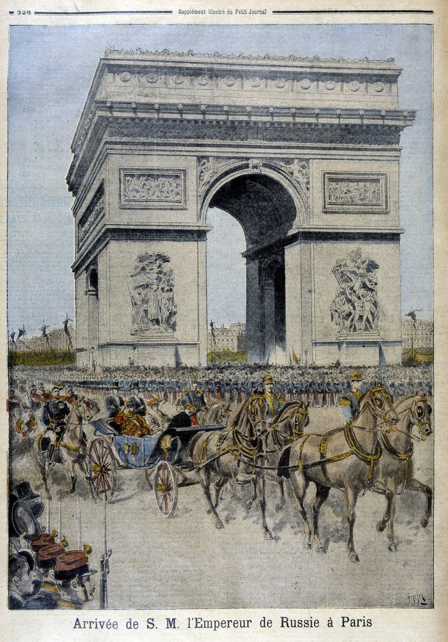 Ankomst af russisk kejser Nicholas II til Paris - i "" Le Petite Journal"" af 11/10/1896 af Unknown artist
