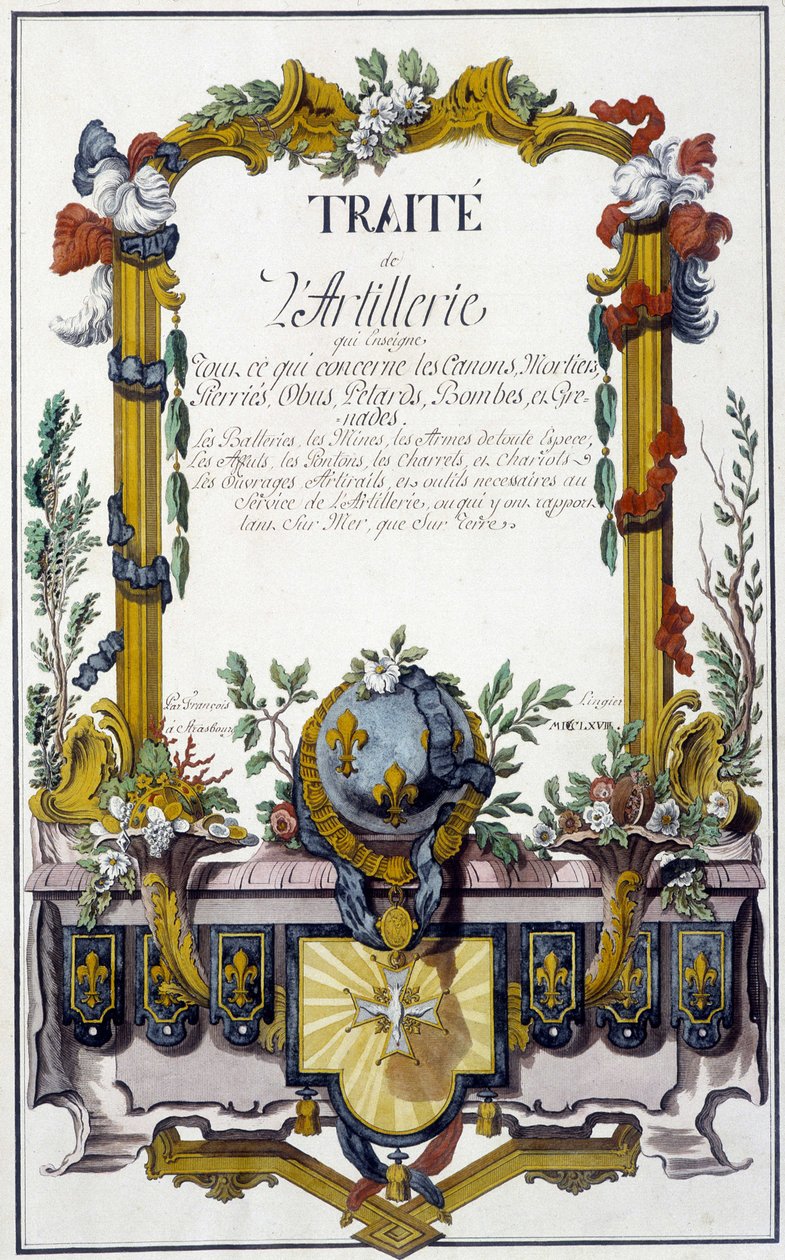 Artillery Traktat - frontispice af "Artillery Treaty", af François Lingier, Strasbourg af Unknown artist