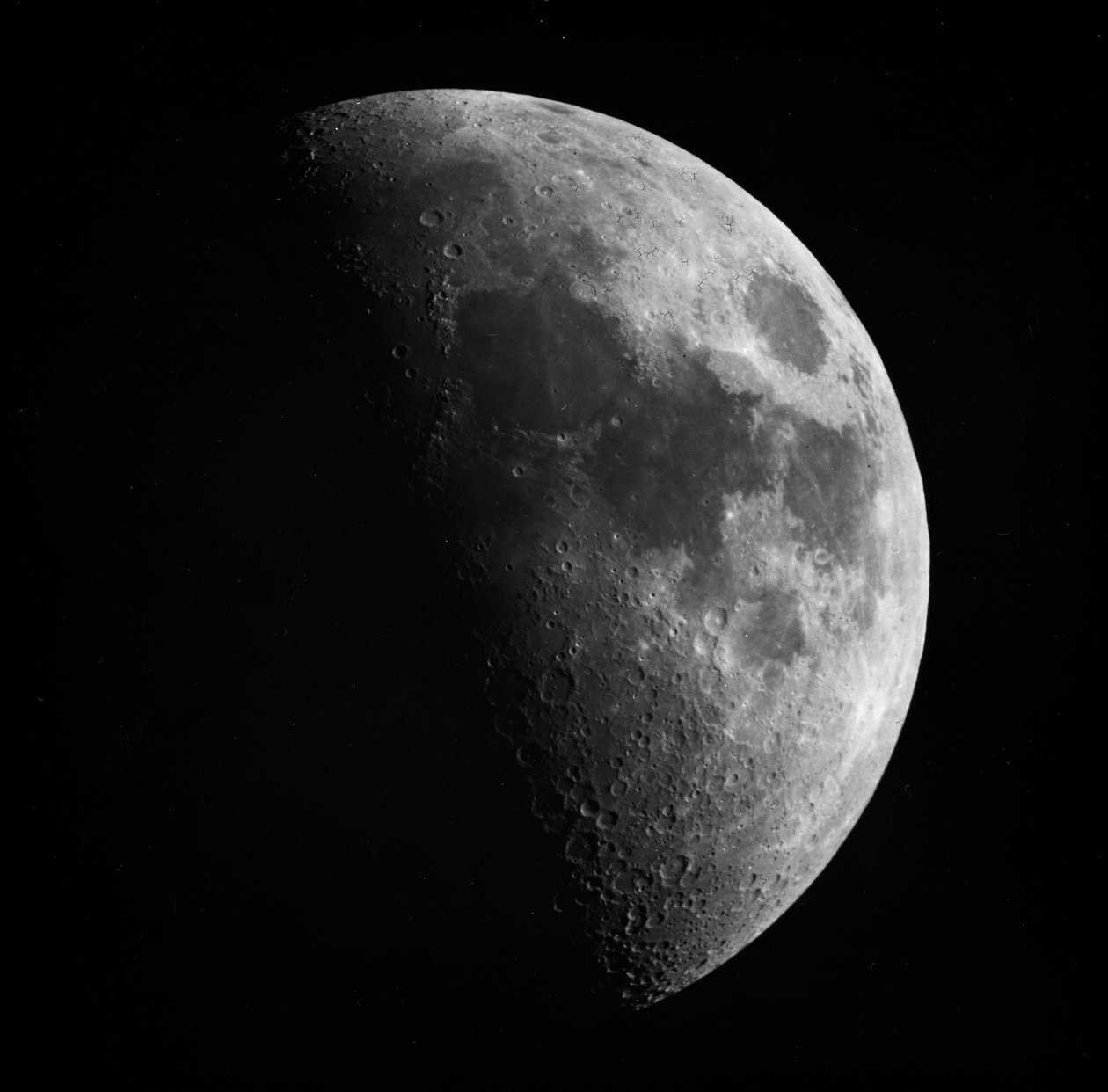Astronomisk glaspladebillede af månen i første kvarter (1899) af Unknown artist