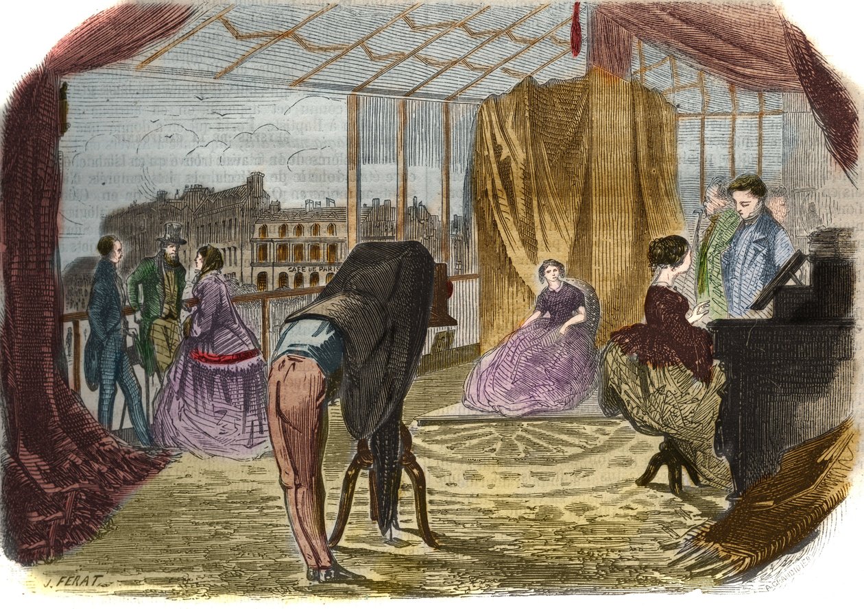 Workshop for fotografen af ​​Nadar Jeune (Alban Adrien (Alban-Adrien) Tournachon dit) (1825-1903), boulevard des Italians i Paris. Stik fra 1856. af Unknown artist