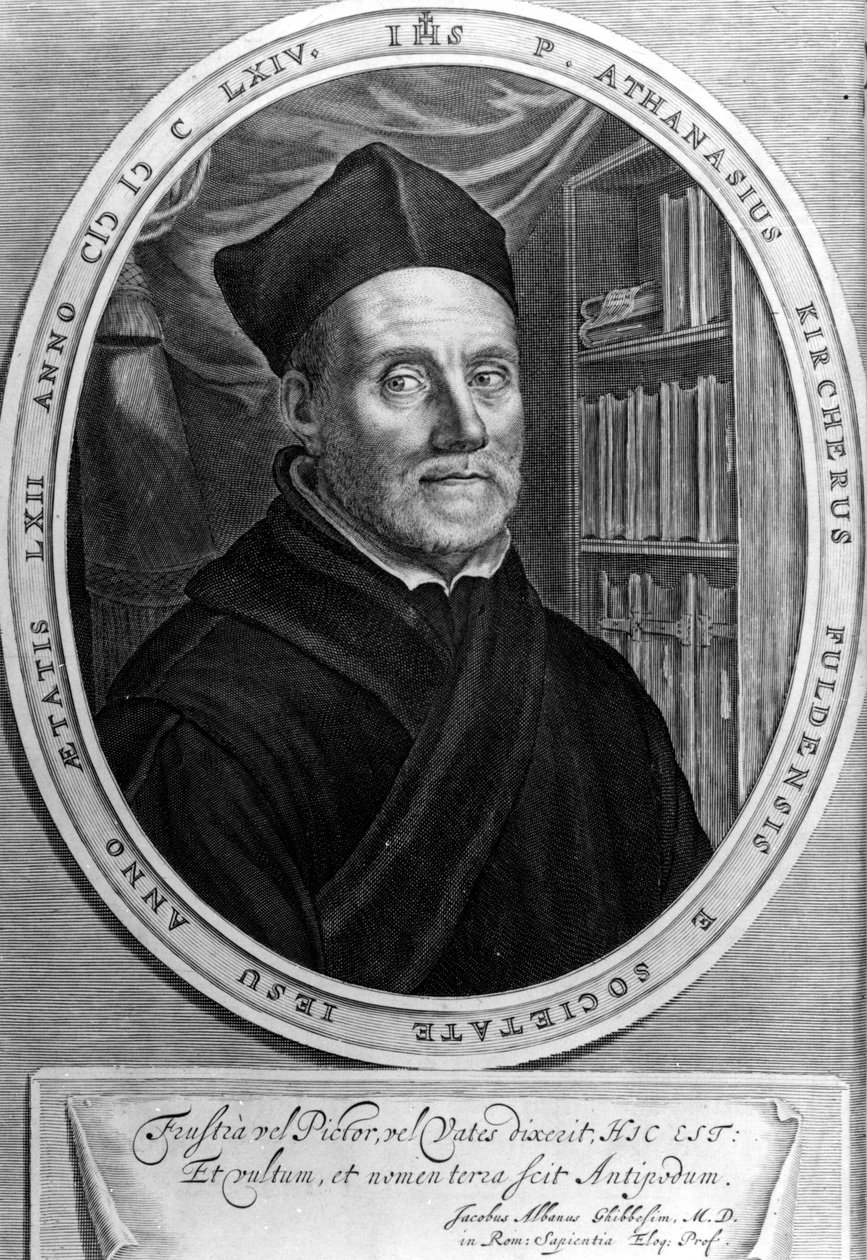 Athanasius Kircher (1601 - 1680), jesuite, orientalist og tysk lærd - gravering sd 1700-tallet af Unknown artist