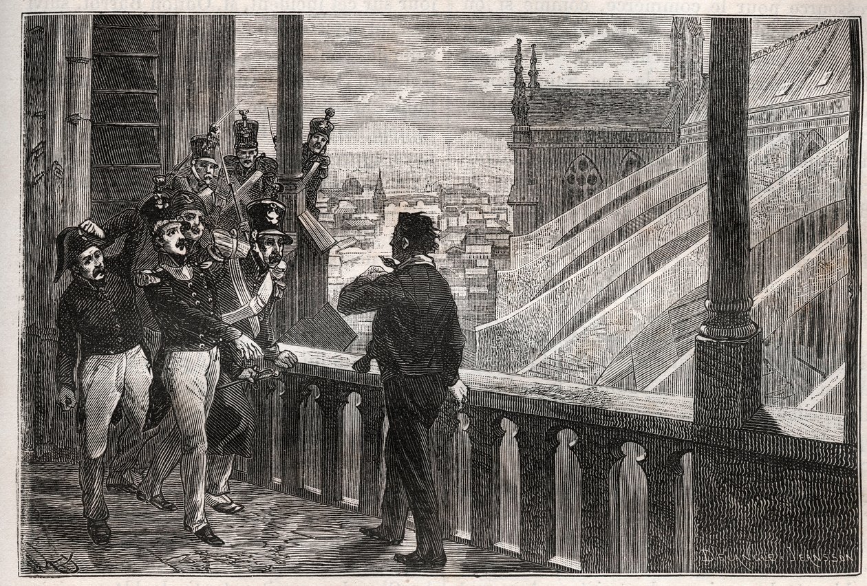 Angreb på Louis-Philippe I - Konspirationen af Towers of Notre-Dame (sammensværgelse) den 4. januar af Unknown artist
