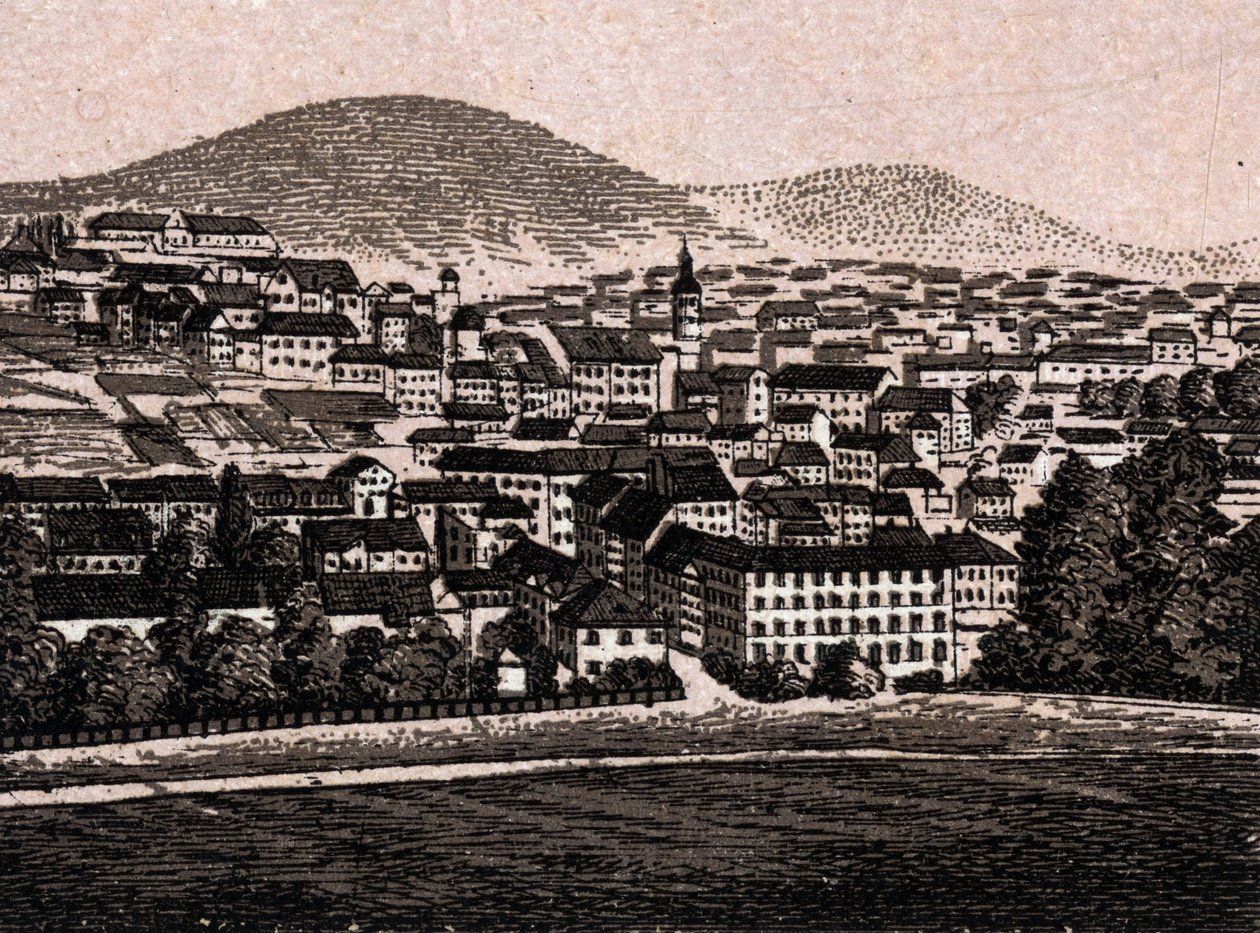 Baden Baden (Baden-Baden), Tyskland: udsigt over byen (generel udsigt). i "" Verden illustrerer 168 visninger"" Udateret (slutningen af 1800-tallet) af Unknown artist