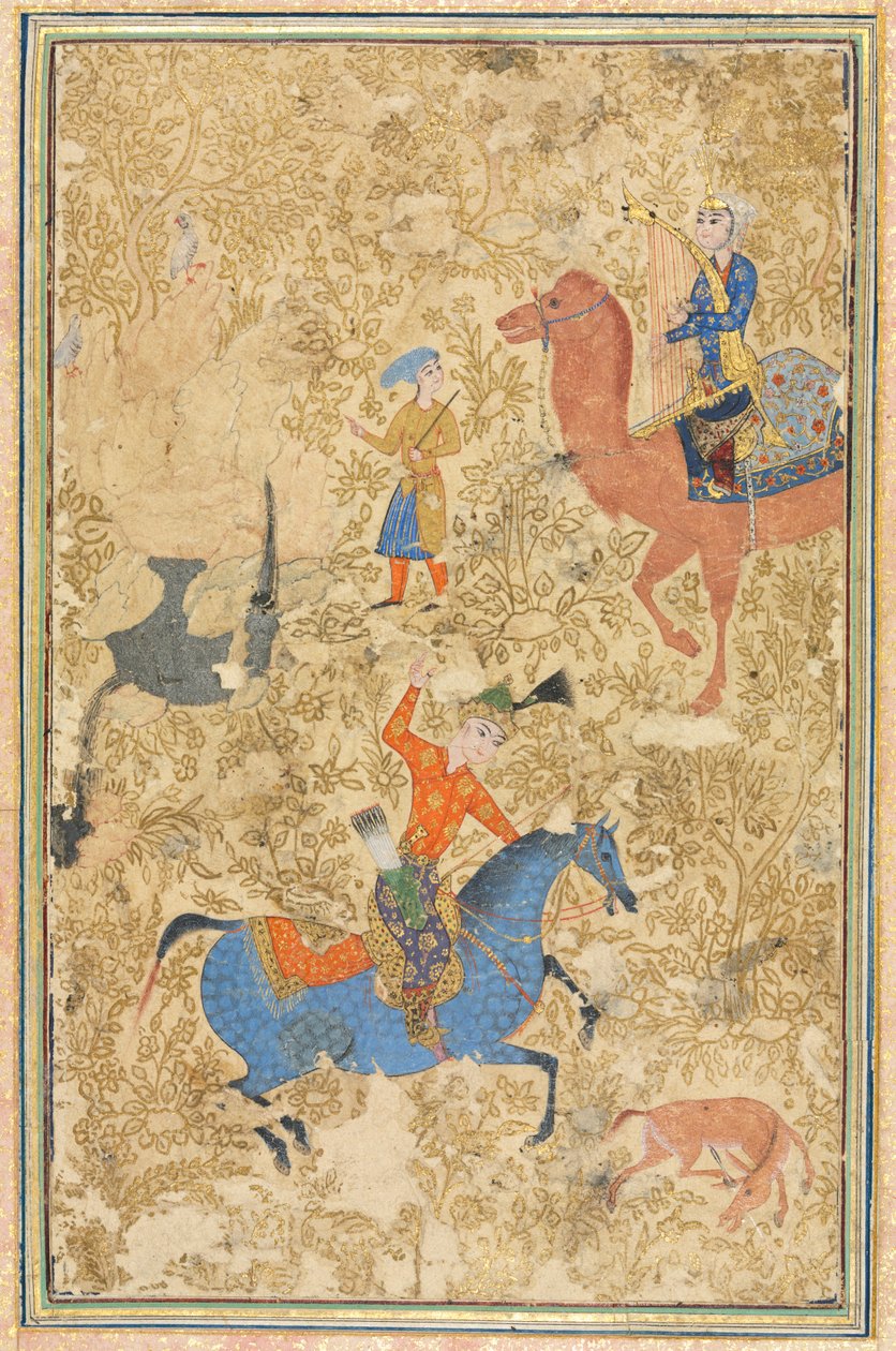Bahram Gur og Azada, fra en Shahnama (Kongernes Bog) af Firdausi (940-1019 eller 1025) af Unknown artist