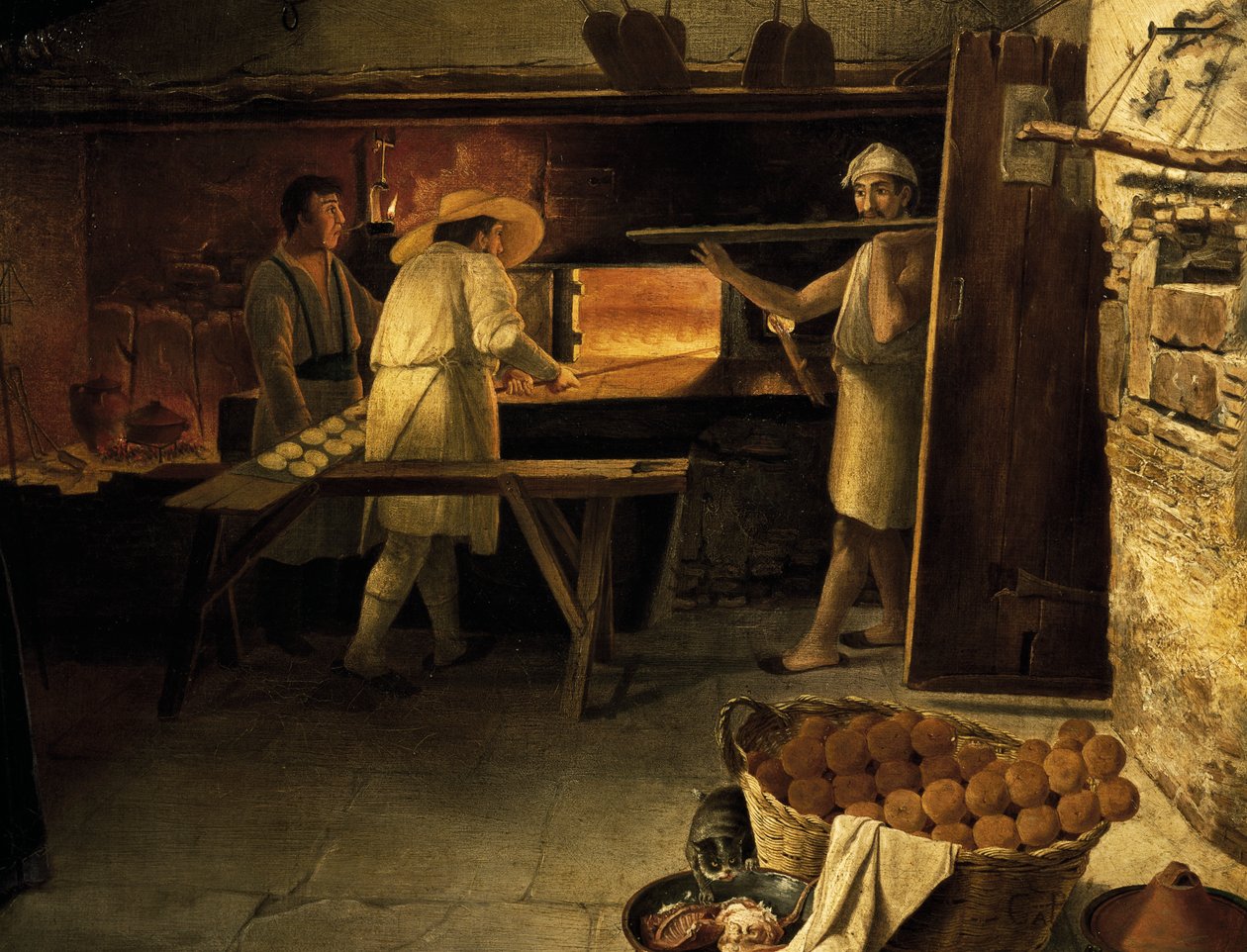 Bagere på arbejde, maleri af anonym af Unknown artist