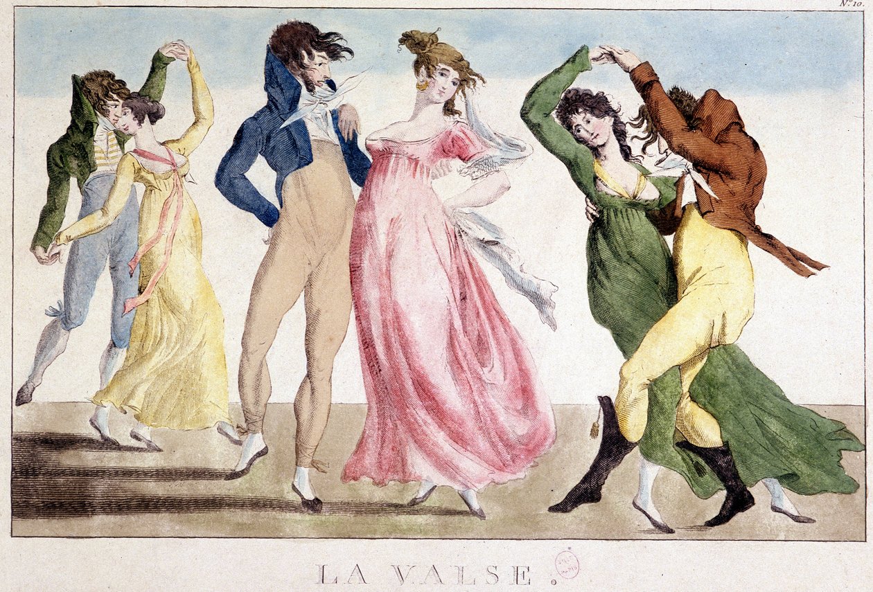 Ball: The Waltz, n.d., begyndelsen af det 19. århundrede, Carnavalet af Unknown artist