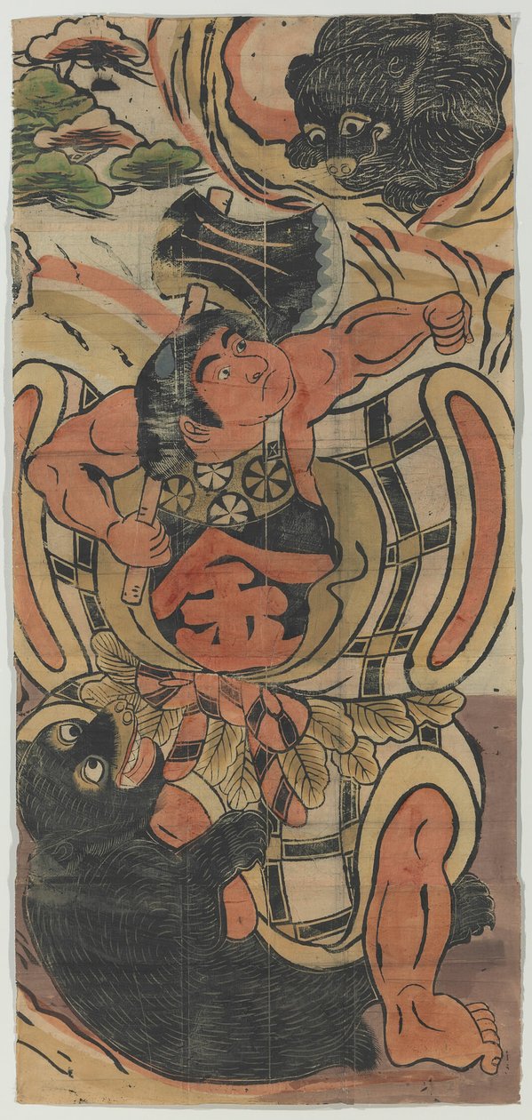 Banner med Kintaro, der kæmper mod bjørne af Unknown artist