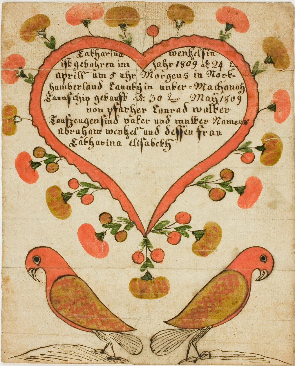 Dåbsattest for Catharina Wentzelsin af Unknown artist