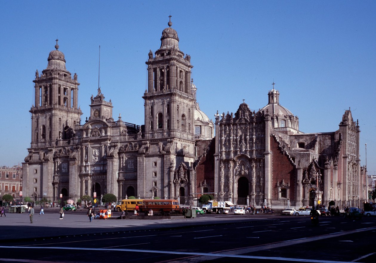 Barokkunst: udsigt over Metropolitan Cathedral of Mexico City. 1700-tallets Mexico. af Unknown artist