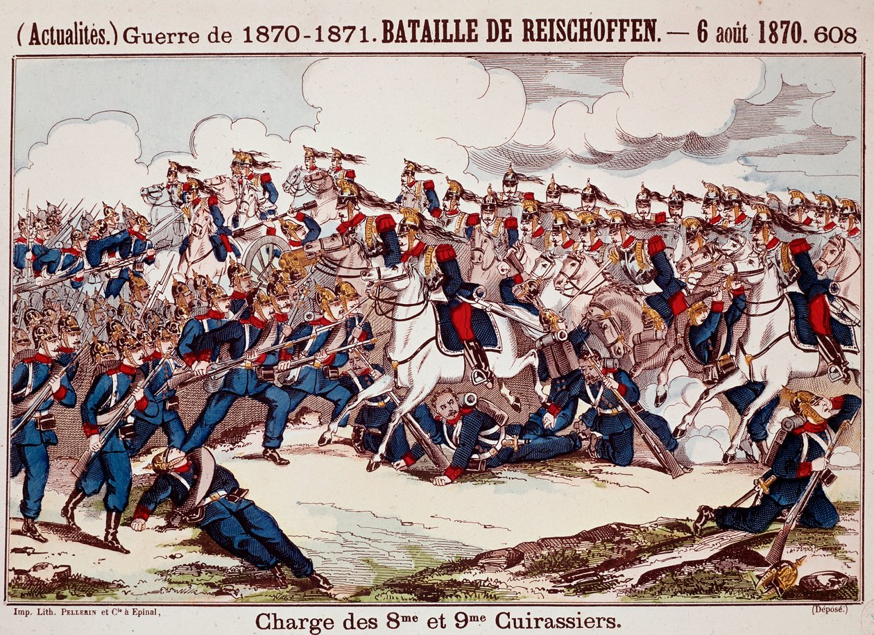 Slaget ved Worth, den 6. august 1870 i de indledende faser af den fransk-preussiske krig (gravering) af Unknown artist