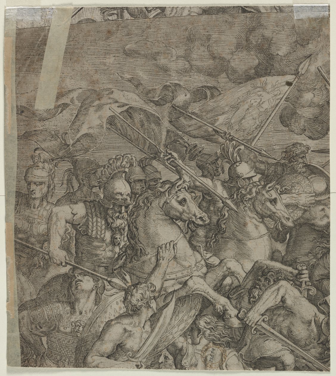 Slaget ved Milvian Bridge (fragment) (verso) af Unknown artist