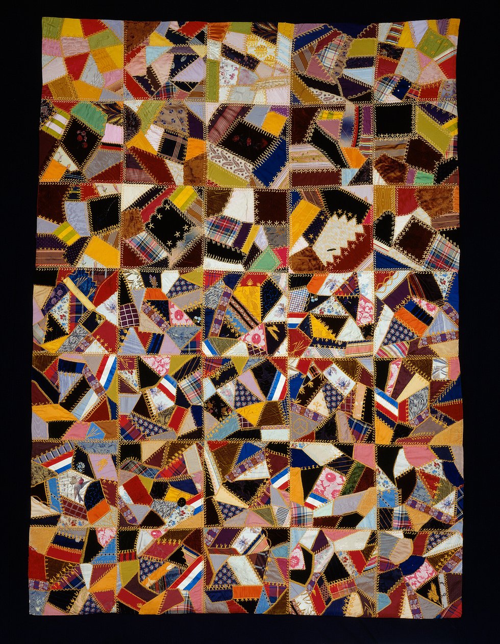 Sengetæppe (Crazy Quilt) af Unknown artist