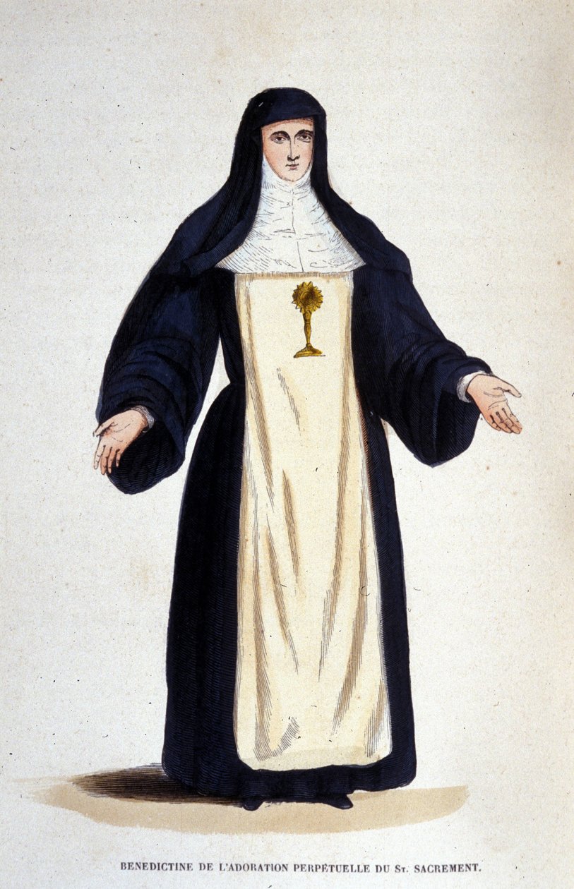 Benediktiner af den evige tilbedelse af det hellige sakramente, en orden grundlagt af Catherine de Bar i Paris i 1654. af Unknown artist