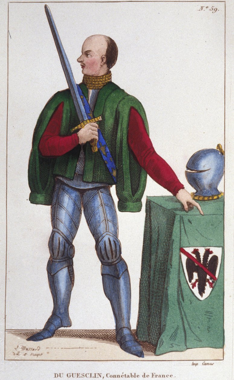 Bertrand du Guesclin (Duguesclin) (ca. 1320-1380). Konstabel i Frankrig. Stik af 1830. af Unknown artist