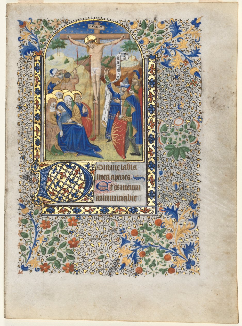 Bifolio fra a Book of Hours: The Crucifixion (Hours of the Cross) af Unknown artist